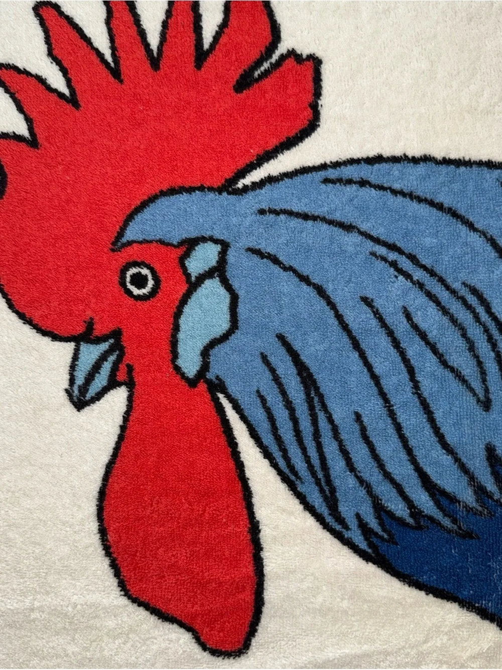 AUTHENTIC HERMES PARIS vintage RARE”COQ”(ROOSTER)Terry cloth cotton beach towel